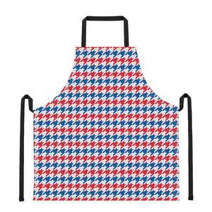 Red Blue And White Houndstooth Print Apron