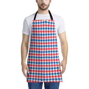 Red Blue And White Houndstooth Print Apron