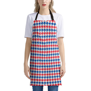 Red Blue And White Houndstooth Print Apron