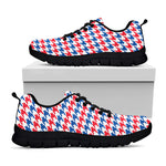 Red Blue And White Houndstooth Print Black Sneakers