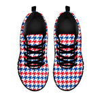 Red Blue And White Houndstooth Print Black Sneakers