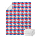 Red Blue And White Houndstooth Print Blanket