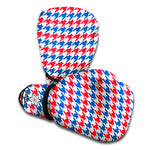 Red Blue And White Houndstooth Print Boxing Gloves