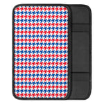 Red Blue And White Houndstooth Print Car Center Console Cover