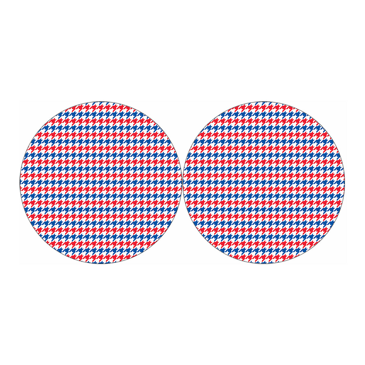 Red Blue And White Houndstooth Print Car Coasters