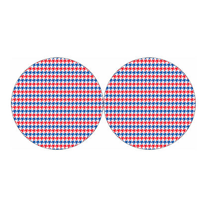 Red Blue And White Houndstooth Print Car Coasters