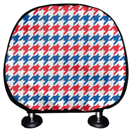 Red Blue And White Houndstooth Print Car Headrest Covers
