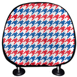 Red Blue And White Houndstooth Print Car Headrest Covers