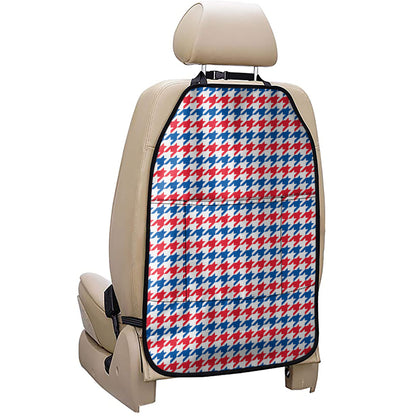 Red Blue And White Houndstooth Print Car Seat Organizers