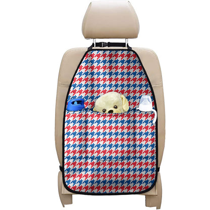 Red Blue And White Houndstooth Print Car Seat Organizers