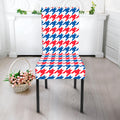 Red Blue And White Houndstooth Print Dining Chair Slipcover