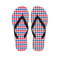Red Blue And White Houndstooth Print Flip Flops