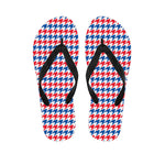 Red Blue And White Houndstooth Print Flip Flops
