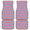 Red Blue And White Houndstooth Print Front and Back Car Floor Mats