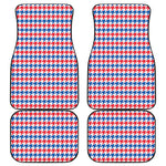 Red Blue And White Houndstooth Print Front and Back Car Floor Mats