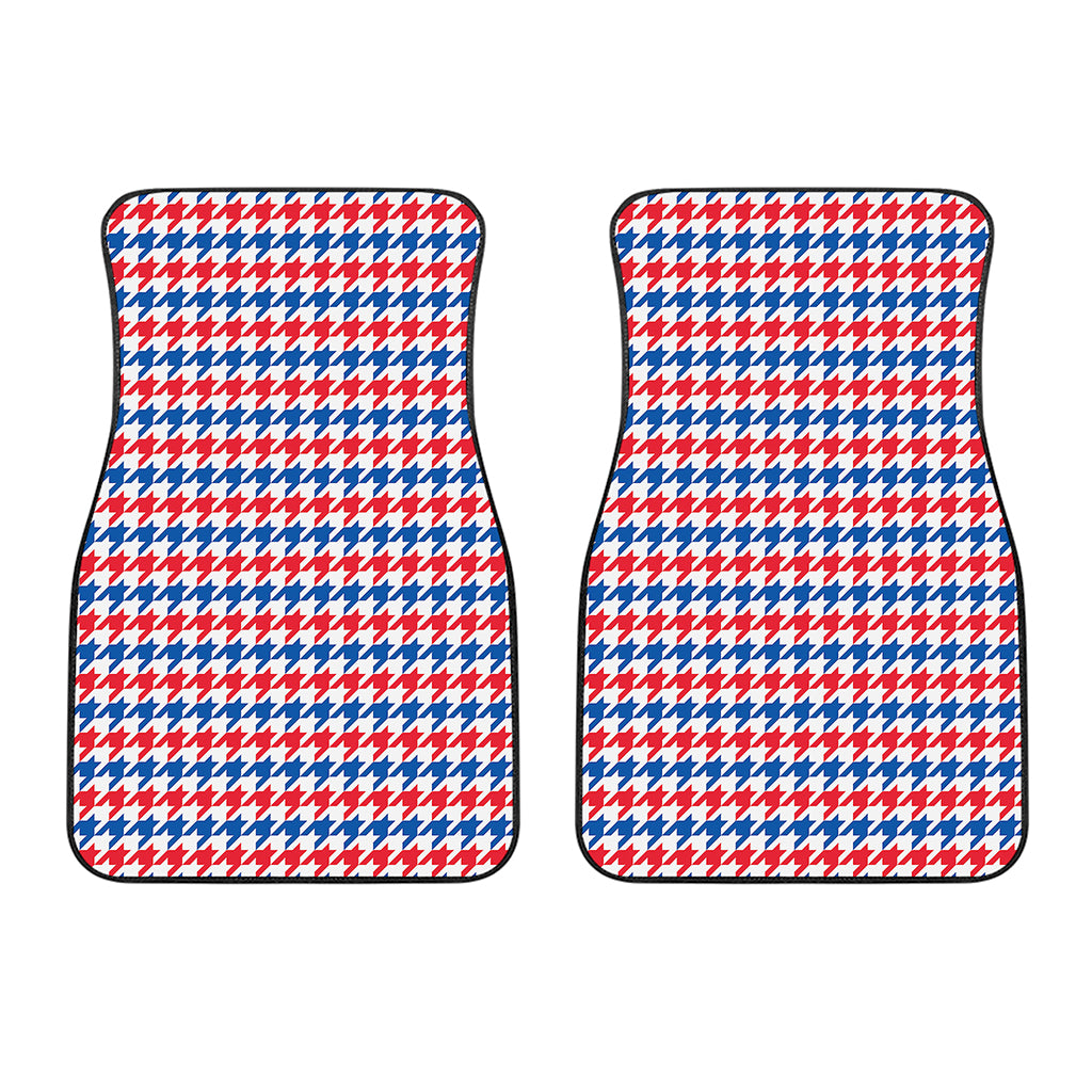 Red Blue And White Houndstooth Print Front Car Floor Mats