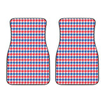 Red Blue And White Houndstooth Print Front Car Floor Mats