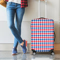 Red Blue And White Houndstooth Print Luggage Cover