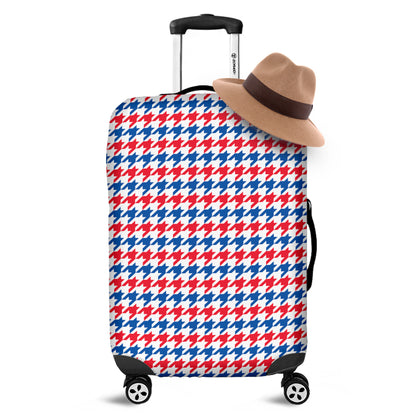 Red Blue And White Houndstooth Print Luggage Cover