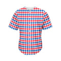Red Blue And White Houndstooth Print Men's Baseball Jersey