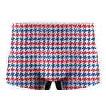 Red Blue And White Houndstooth Print Men's Boxer Briefs