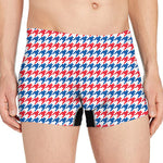 Red Blue And White Houndstooth Print Men's Boxer Briefs