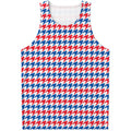 Red Blue And White Houndstooth Print Men's Tank Top