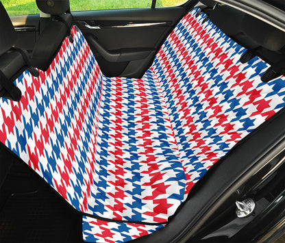 Red Blue And White Houndstooth Print Pet Car Back Seat Cover