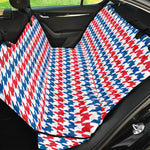 Red Blue And White Houndstooth Print Pet Car Back Seat Cover