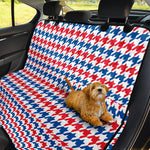 Red Blue And White Houndstooth Print Pet Car Back Seat Cover
