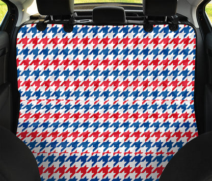 Red Blue And White Houndstooth Print Pet Car Back Seat Cover
