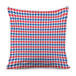 Red Blue And White Houndstooth Print Pillow Cover