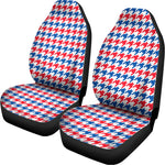 Red Blue And White Houndstooth Print Universal Fit Car Seat Covers