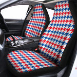 Red Blue And White Houndstooth Print Universal Fit Car Seat Covers