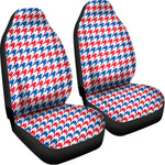 Red Blue And White Houndstooth Print Universal Fit Car Seat Covers