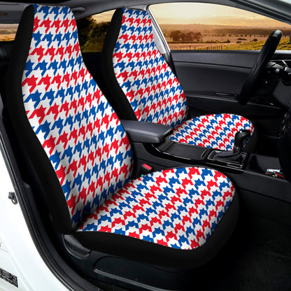 Red Blue And White Houndstooth Print Universal Fit Car Seat Covers