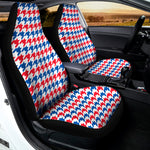 Red Blue And White Houndstooth Print Universal Fit Car Seat Covers