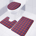 Red Blue And White Tartan Pattern Print 3 Piece Bath Mat Set