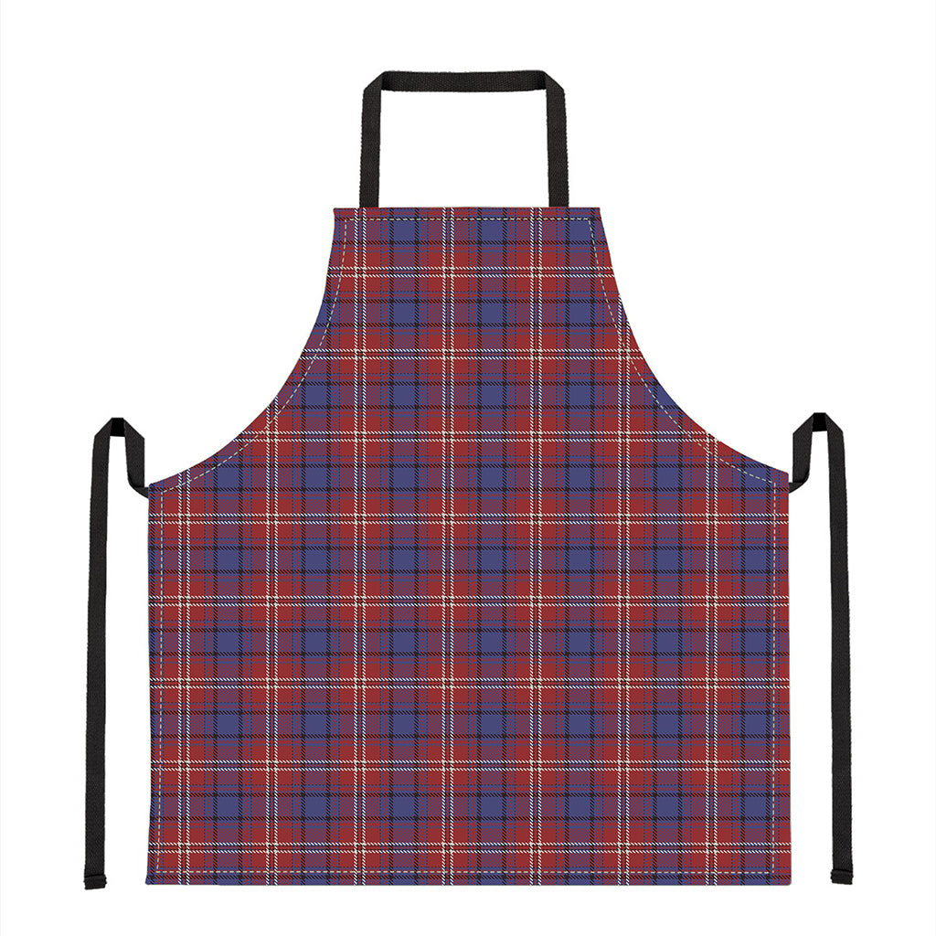 Red Blue And White Tartan Pattern Print Apron