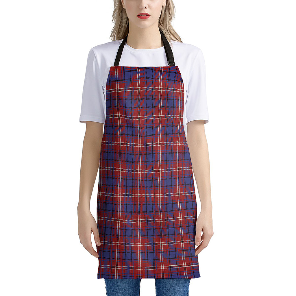 Red Blue And White Tartan Pattern Print Apron