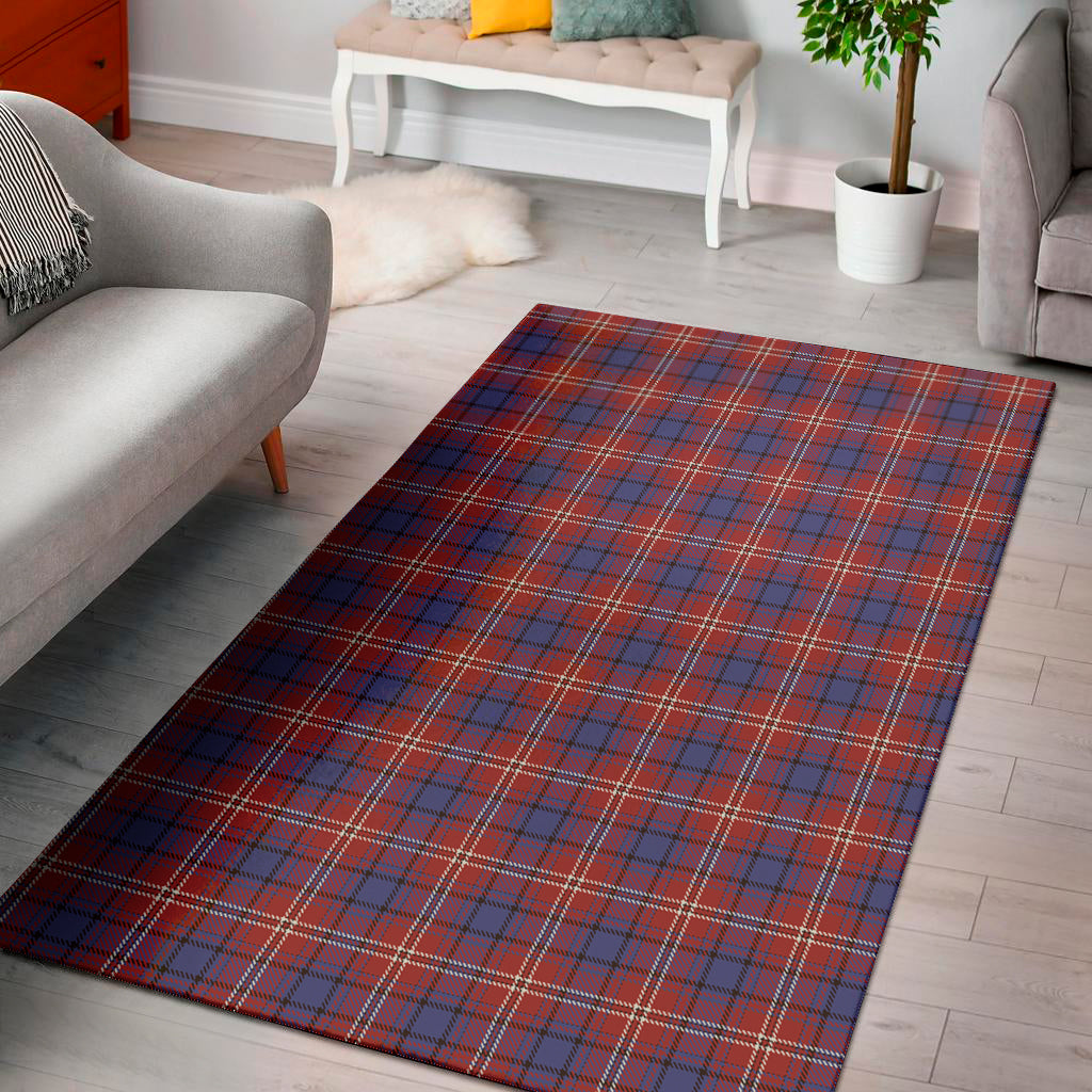 Red Blue And White Tartan Pattern Print Area Rug