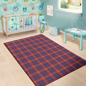 Red Blue And White Tartan Pattern Print Area Rug
