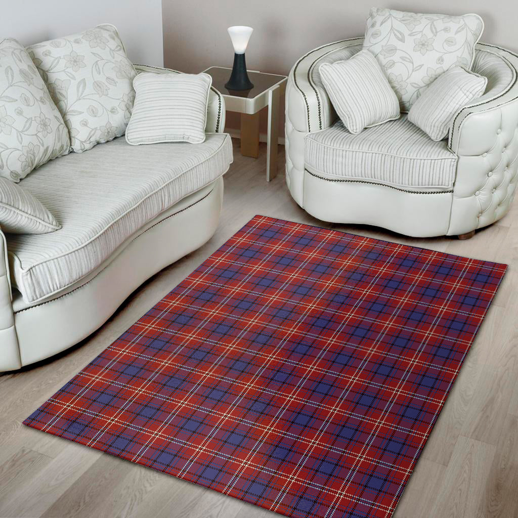 Red Blue And White Tartan Pattern Print Area Rug