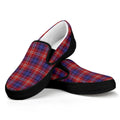 Red Blue And White Tartan Pattern Print Black Slip On Sneakers