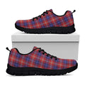 Red Blue And White Tartan Pattern Print Black Running Shoes