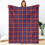 Red Blue And White Tartan Pattern Print Blanket