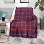 Red Blue And White Tartan Pattern Print Blanket