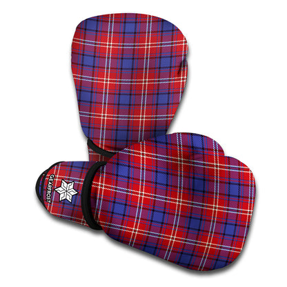 Red Blue And White Tartan Pattern Print Boxing Gloves