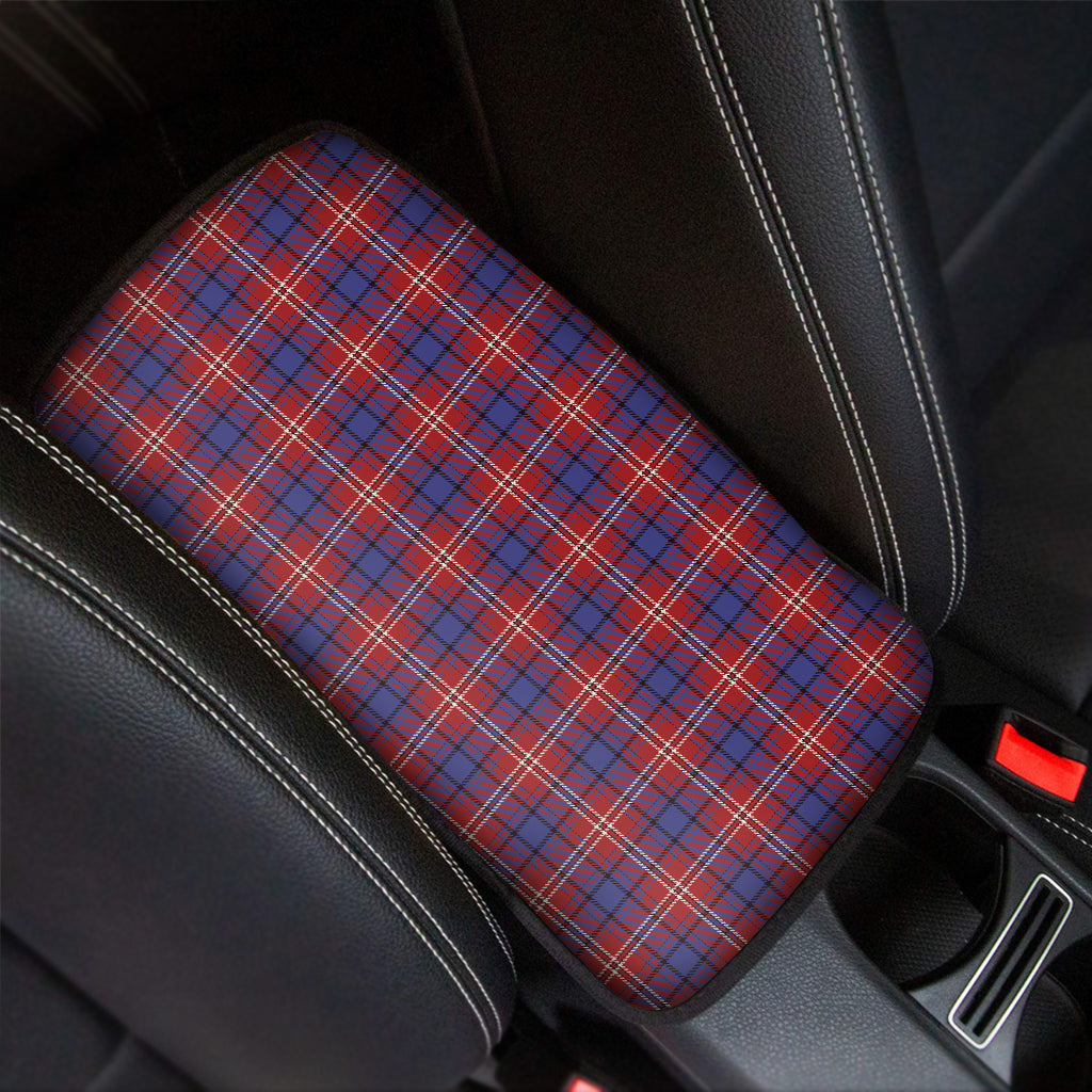 Red Blue And White Tartan Pattern Print Car Center Console Cover