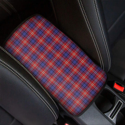 Red Blue And White Tartan Pattern Print Car Center Console Cover